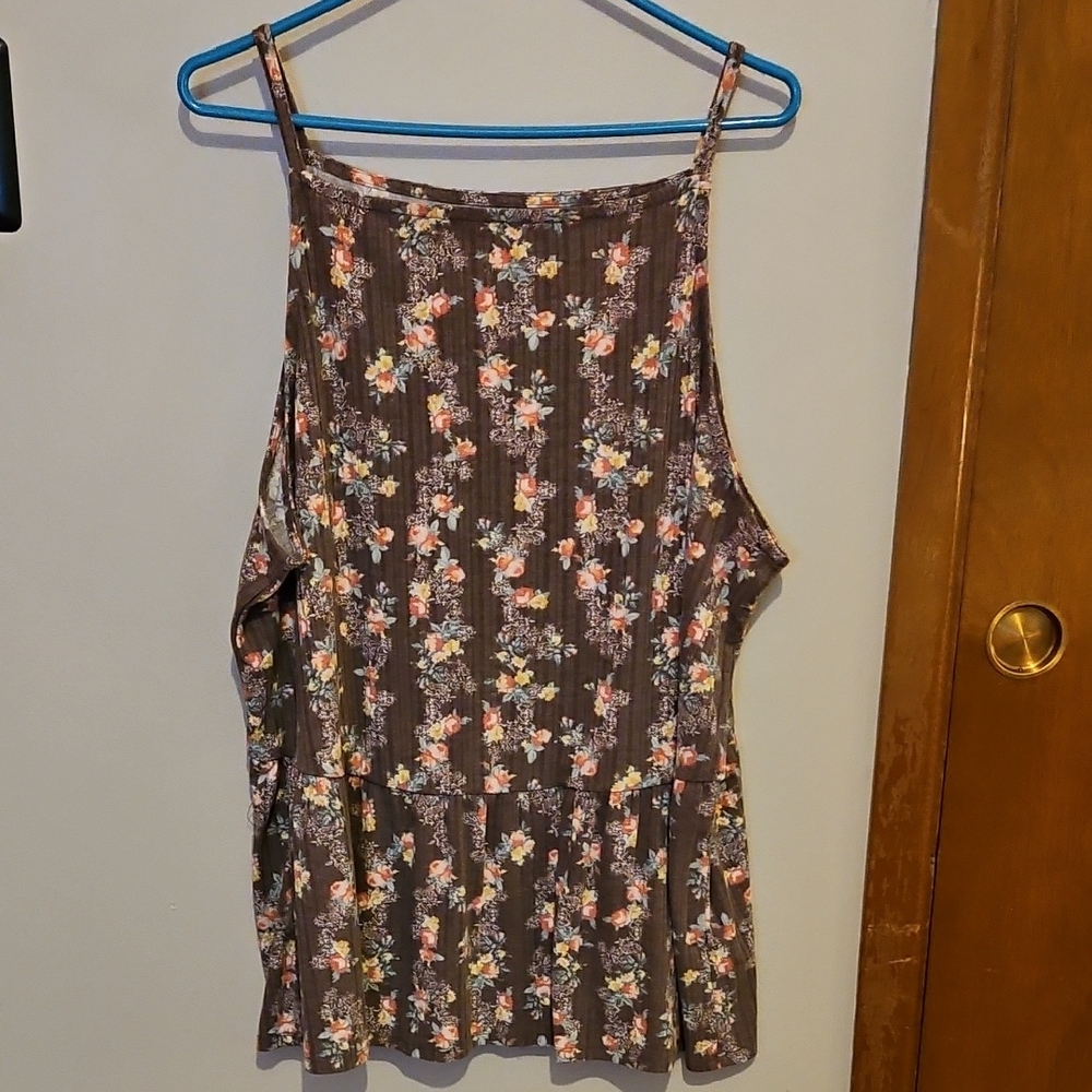 Maurices Floral Sleeveless Blouse With Ruffle Hem